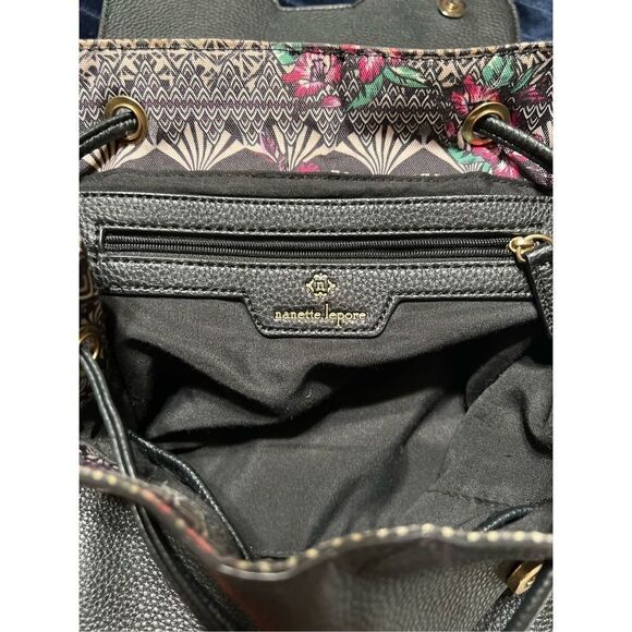Nanette Lepore Black Pebbled Vegan Leather Backpack